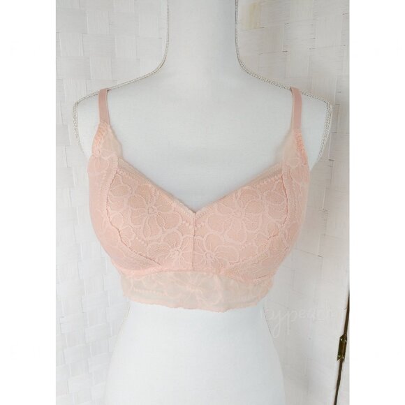 Pink by VS Size M(D-DD) Medallion Lace Bralette Victoria’s Secret Pushup Floral - Picture 11 of 14